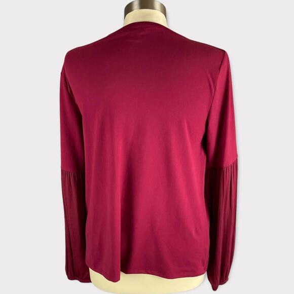Simply Vera Vera Wang Raspberry Pink Crewneck Puff Sleeve Top Polyester Small - Picture 2 of 9